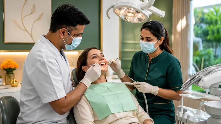 Dental team conducting a comfortable oral examination